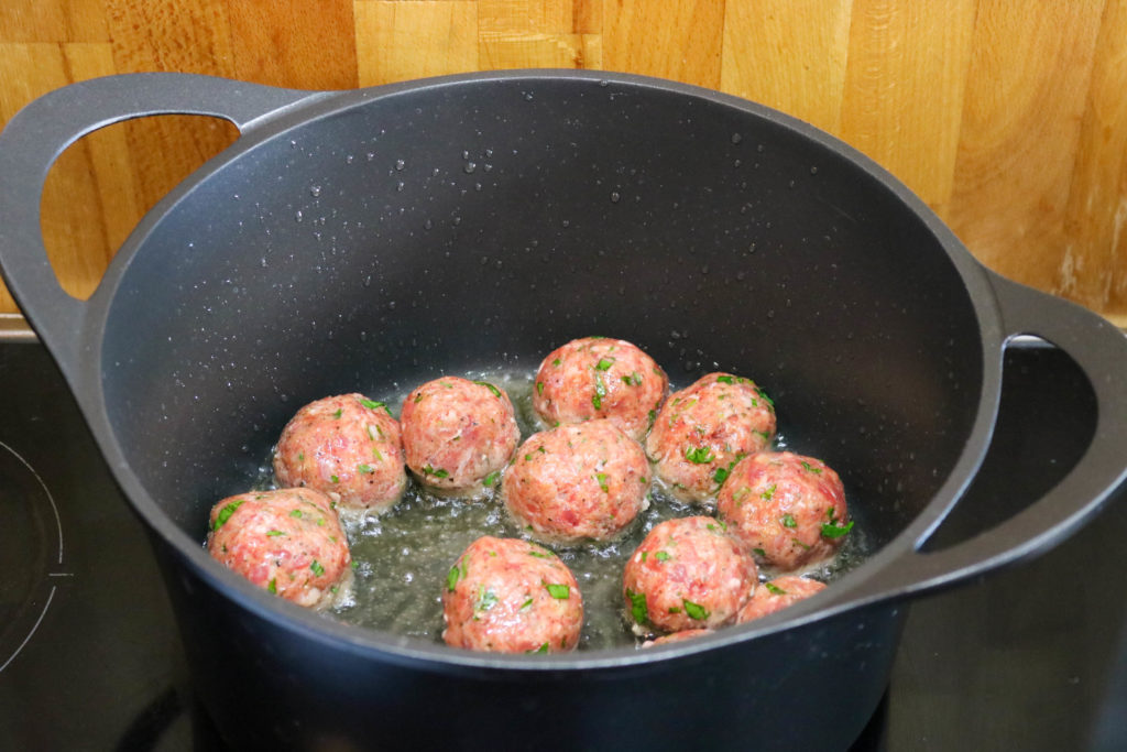 Put Meatballs in Nonstick Pan
