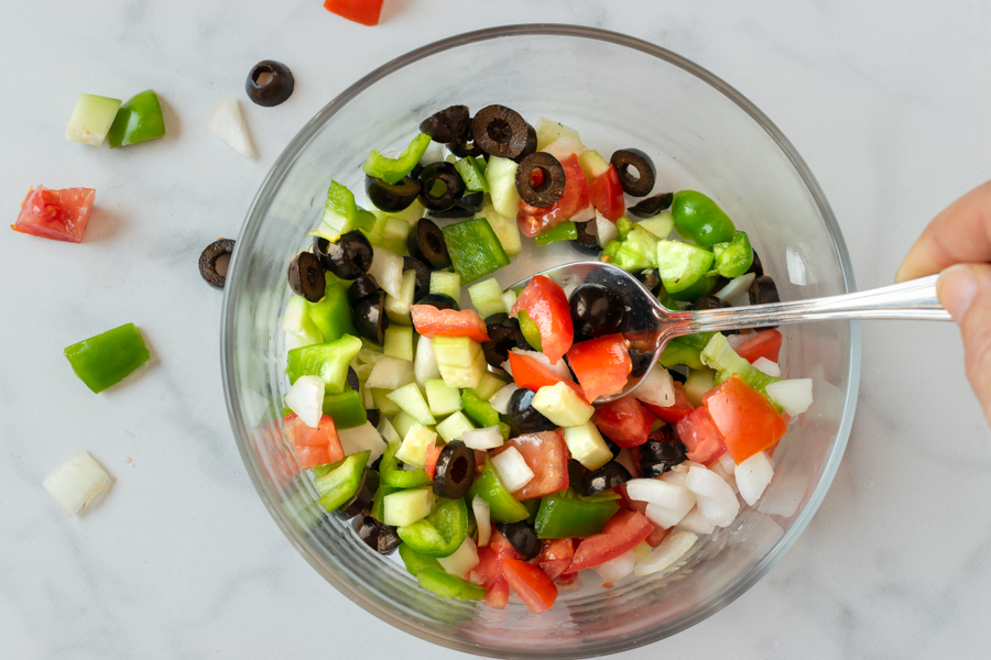 Mix Salad Ingredients Together