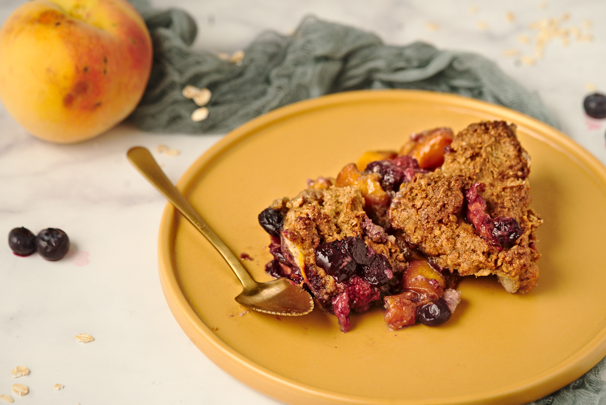 Peach Cobbler With Blueberry Biscuits
